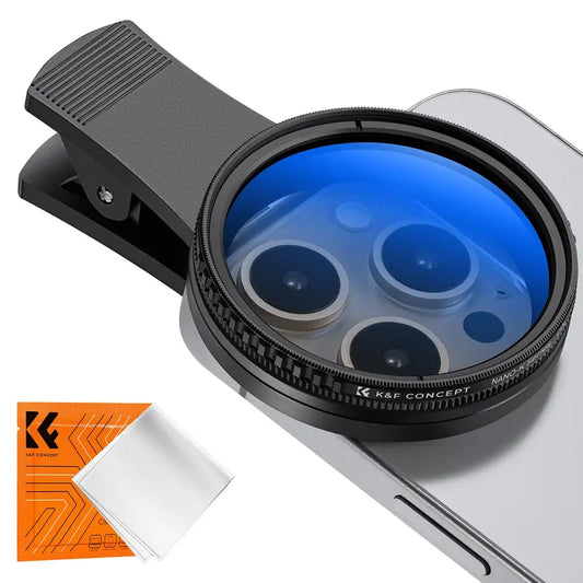 52mm Clip-on CPL Cellphone Lens Filter Kit, Circular Polarizer Photographic Kit with AGC Glass, Mobile Phone Clip-on Lens Accessory Compatible with iPhone and Smartphones