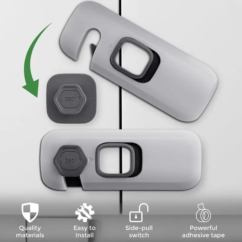 🔒 Adhesive Safety Latches – Tool-Free ABS Locks for Refrigerators, Cabinets & Appliances
