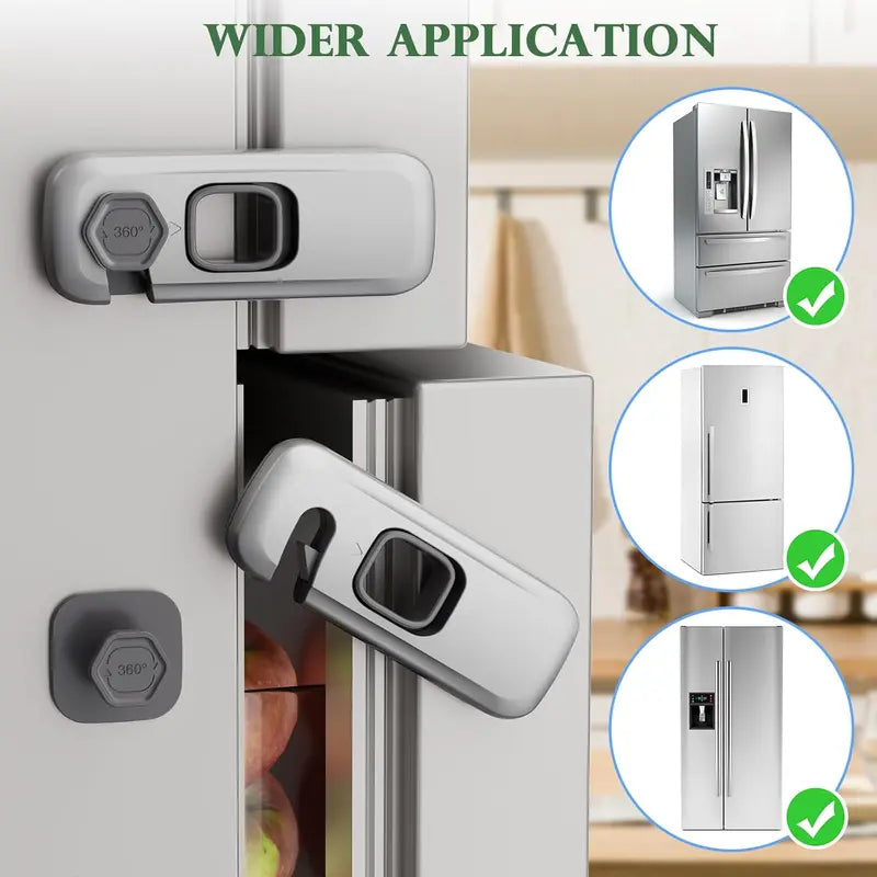 🔒 Adhesive Safety Latches – Tool-Free ABS Locks for Refrigerators, Cabinets & Appliances
