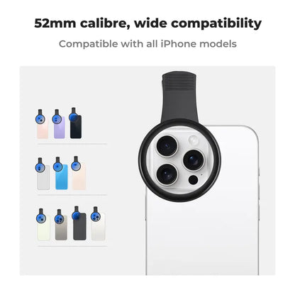 52mm Clip-on CPL Cellphone Lens Filter Kit, Circular Polarizer Photographic Kit with AGC Glass, Mobile Phone Clip-on Lens Accessory Compatible with iPhone and Smartphones