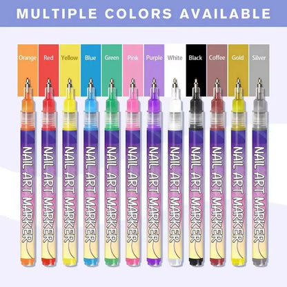 12-Color Acrylic Nail Art Pens Set, 0.5mm Fine Tip Quick Dry Waterproof DIY Kit for French Manicure, Daily Nail Care, Beginners & Teen Girls Gift