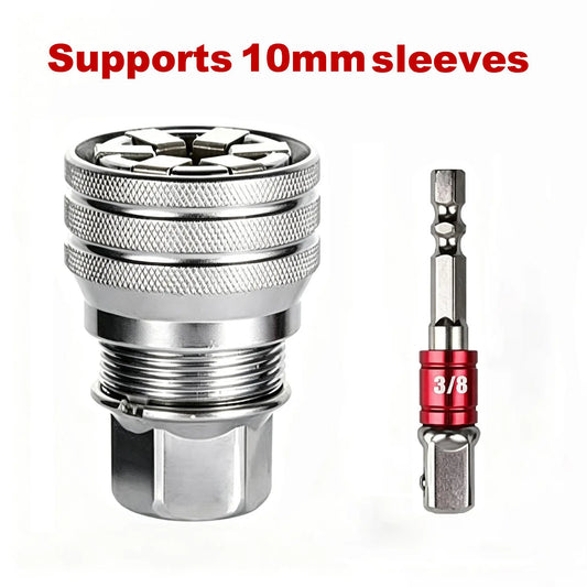 Multifunctional Universal Socket Wrench – A versatile repair tool; an adjustable universal socket compatible with 3/8-inch drive ratchets, torque wrenches, and power drills.