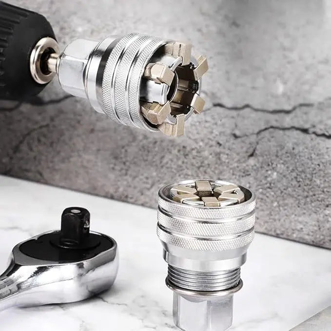 Multifunctional Universal Socket Wrench – A versatile repair tool; an adjustable universal socket compatible with 3/8-inch drive ratchets, torque wrenches, and power drills.