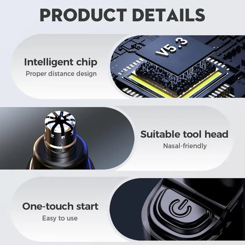 IPX7 Waterproof Cordless Quiet Trimmer for Men, Lightweight Nose & Ear Hair Trimmer with LED Display, USB Rechargeable Portable Grooming Tool, Cleaning Brush, USB Cable, Gift Box - Cool Mens Unique Gifts, Mens Gifts