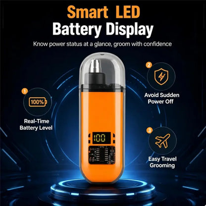 IPX7 Waterproof Cordless Quiet Trimmer for Men, Lightweight Nose & Ear Hair Trimmer with LED Display, USB Rechargeable Portable Grooming Tool, Cleaning Brush, USB Cable, Gift Box - Cool Mens Unique Gifts, Mens Gifts