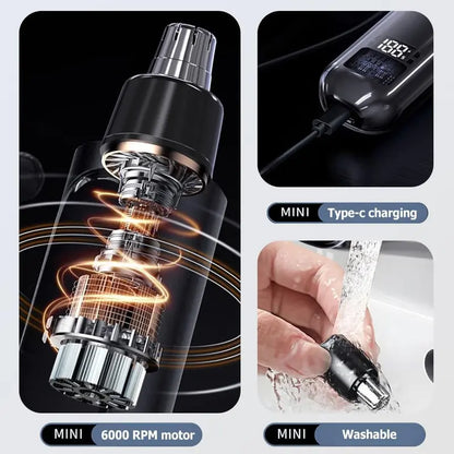 IPX7 Waterproof Cordless Quiet Trimmer for Men, Lightweight Nose & Ear Hair Trimmer with LED Display, USB Rechargeable Portable Grooming Tool, Cleaning Brush, USB Cable, Gift Box - Cool Mens Unique Gifts, Mens Gifts