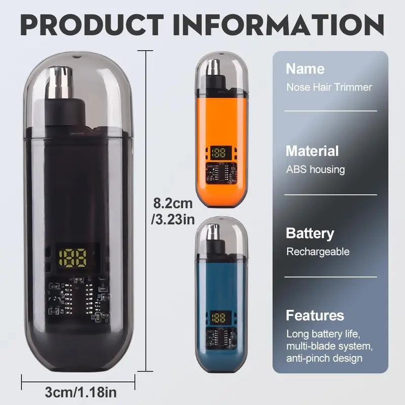 IPX7 Waterproof Cordless Quiet Trimmer for Men, Lightweight Nose & Ear Hair Trimmer with LED Display, USB Rechargeable Portable Grooming Tool, Cleaning Brush, USB Cable, Gift Box - Cool Mens Unique Gifts, Mens Gifts
